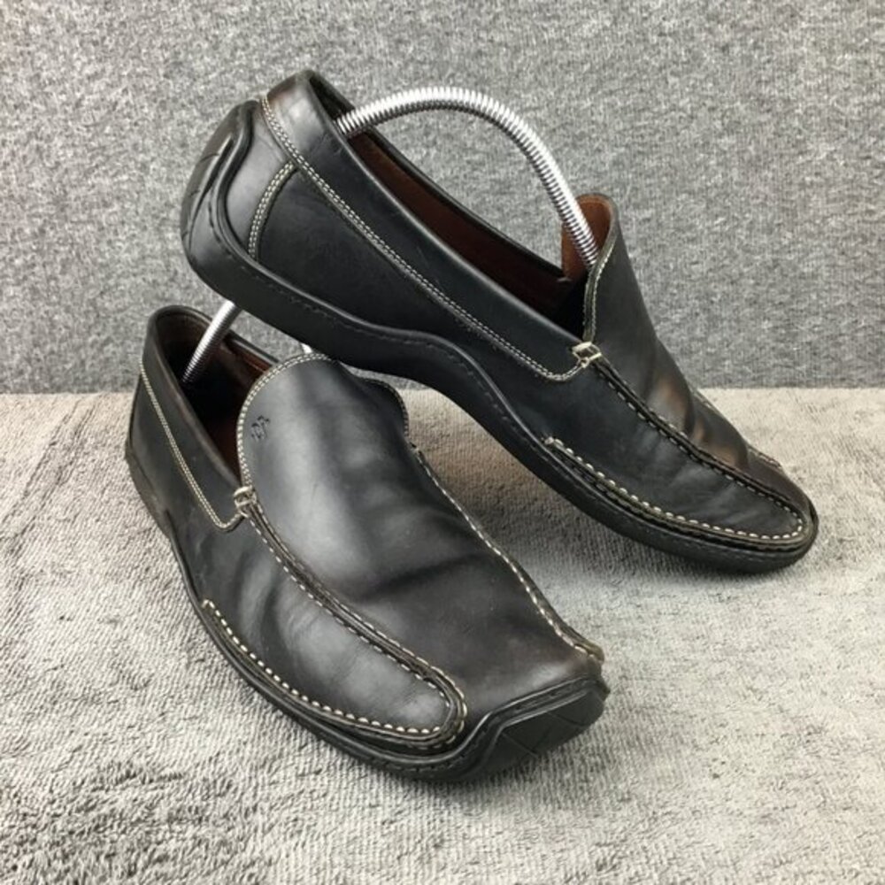 Donald J. Pliner‎ Black Leather Made in Italy Slip On Loafers Size 10.5 M